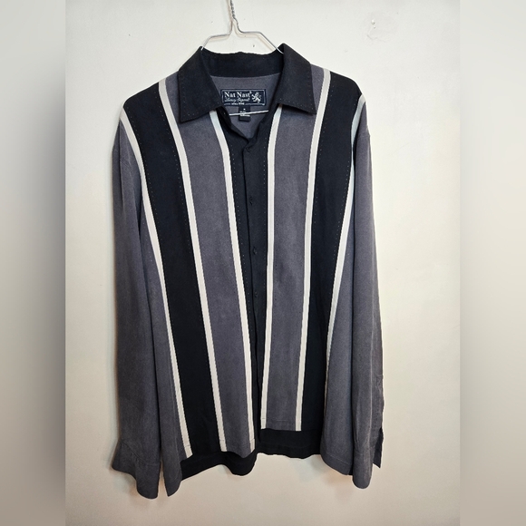 Nat Nast Other - Nan Nast Black and Gray + Brown And Tan Striped Shirts